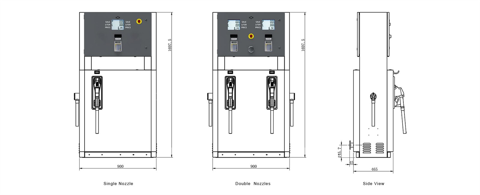 fuel dispenser size