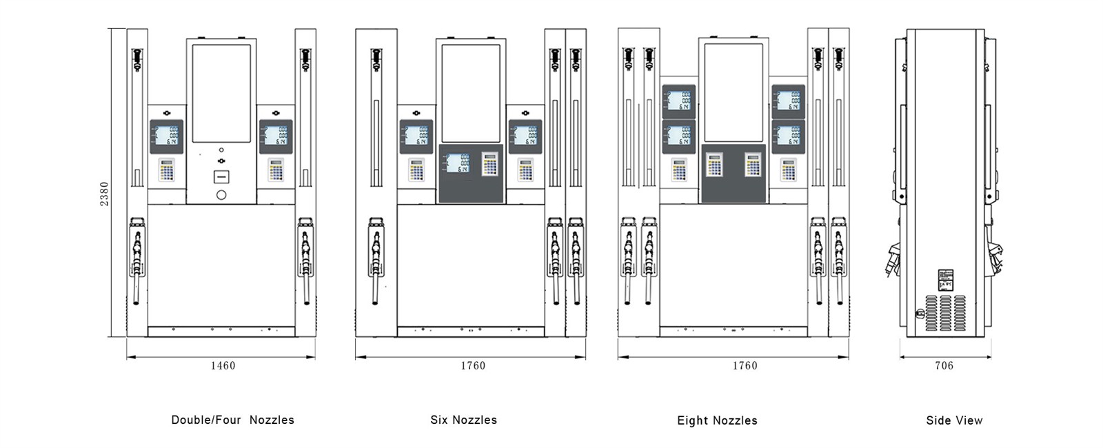 fuel dispenser size